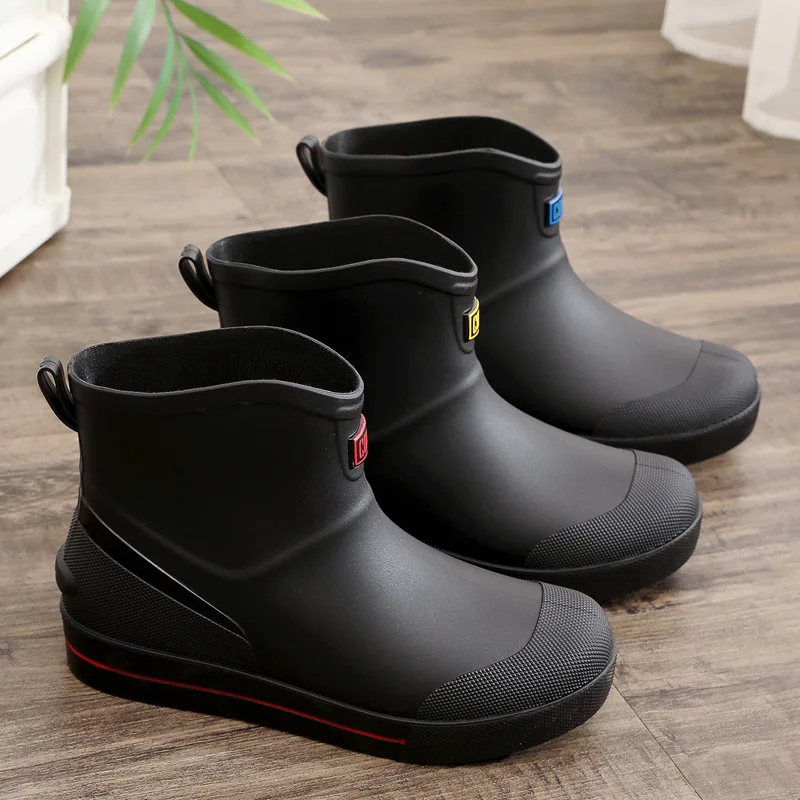 Snow Warm Thick Rain Boots, Kitchen Waterproof and Anti Slip Rain Shoes, Men's Fashionable and Wear-resistant Water Shoes