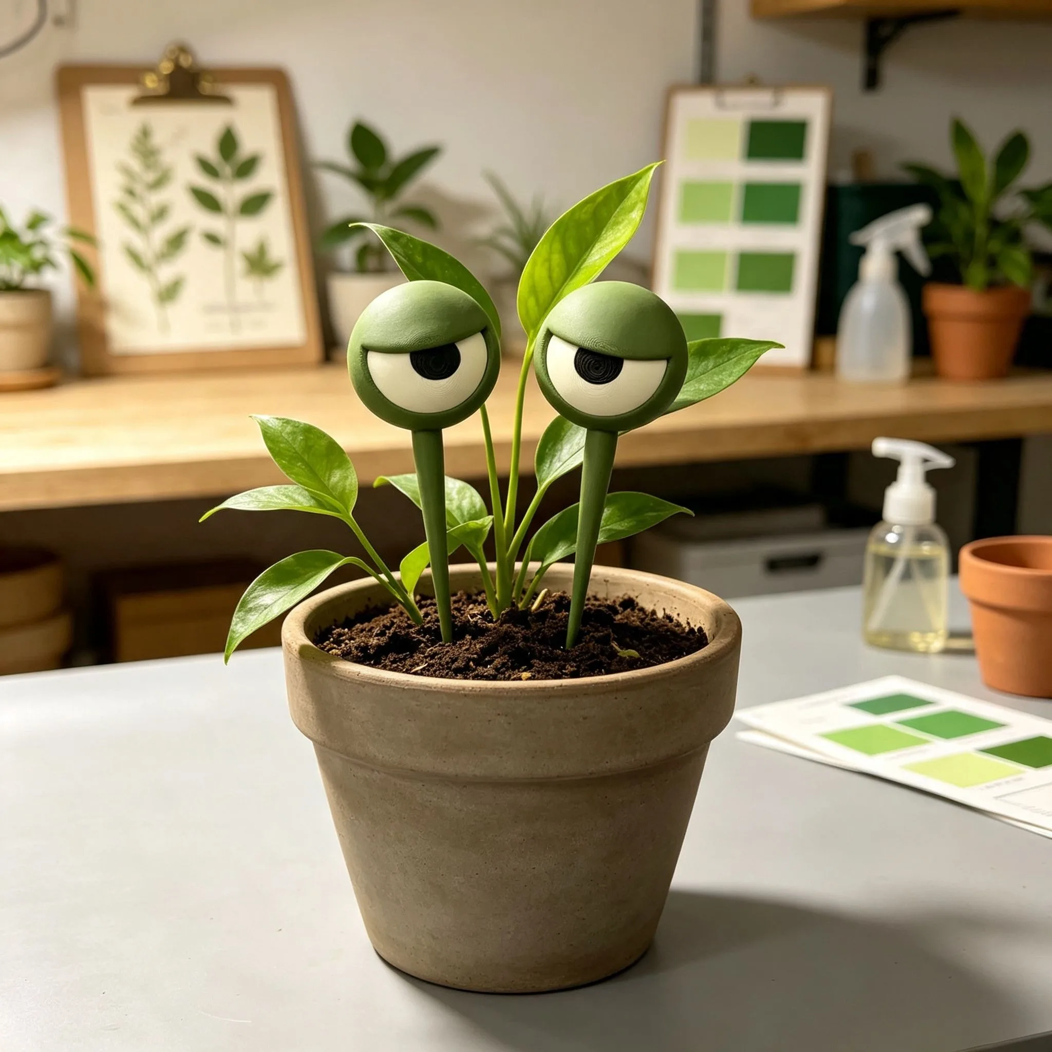 Weird-looking face plant pot decoration,3Dthree-dimensional plant sticks,fun flower pot ornaments,Halloween Christmas decoration