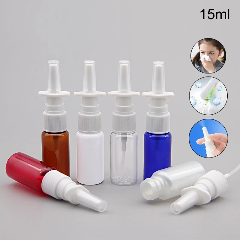 Botella de Spray Nasal recargable vacía de plástico de 15ml, pulverizadores de niebla, atomizadores, contenedor de maquillaje para viajes, botella de Spray Oral al aire libre