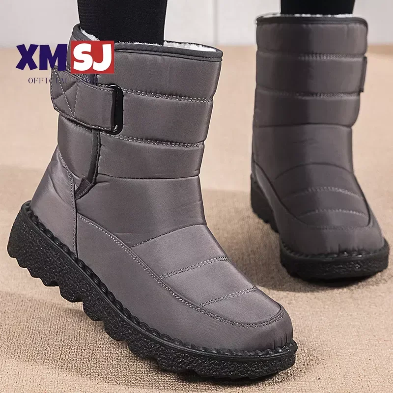 

Women's Boots Super Warm Winter Boots With Heels Snow Boots Rubber Booties Fur Bota Feminina Short Boot Female Winter Shoes