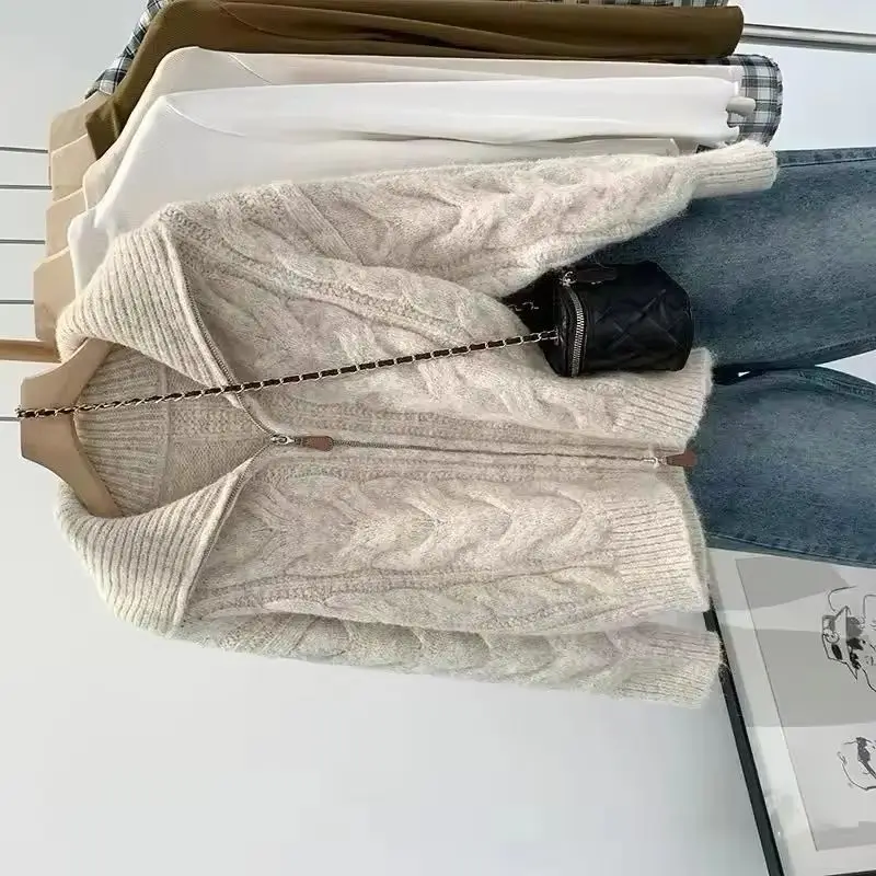 

Кардиган-свитер, куртка, женский осенне-зимний свободный вязаный свитер, пальто, женская повседневная верхняя одежда, женские темпераментные топы