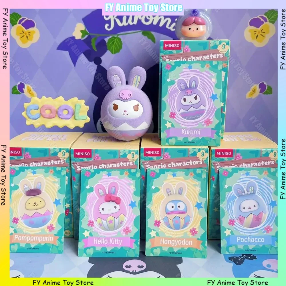 Sanrio Rabbit Fun Egg Series Roly Poly Toy Blind Box Kuromi My Melody Pochacco Cinnamoroll Anime Figure Model Funny Easter Gifts