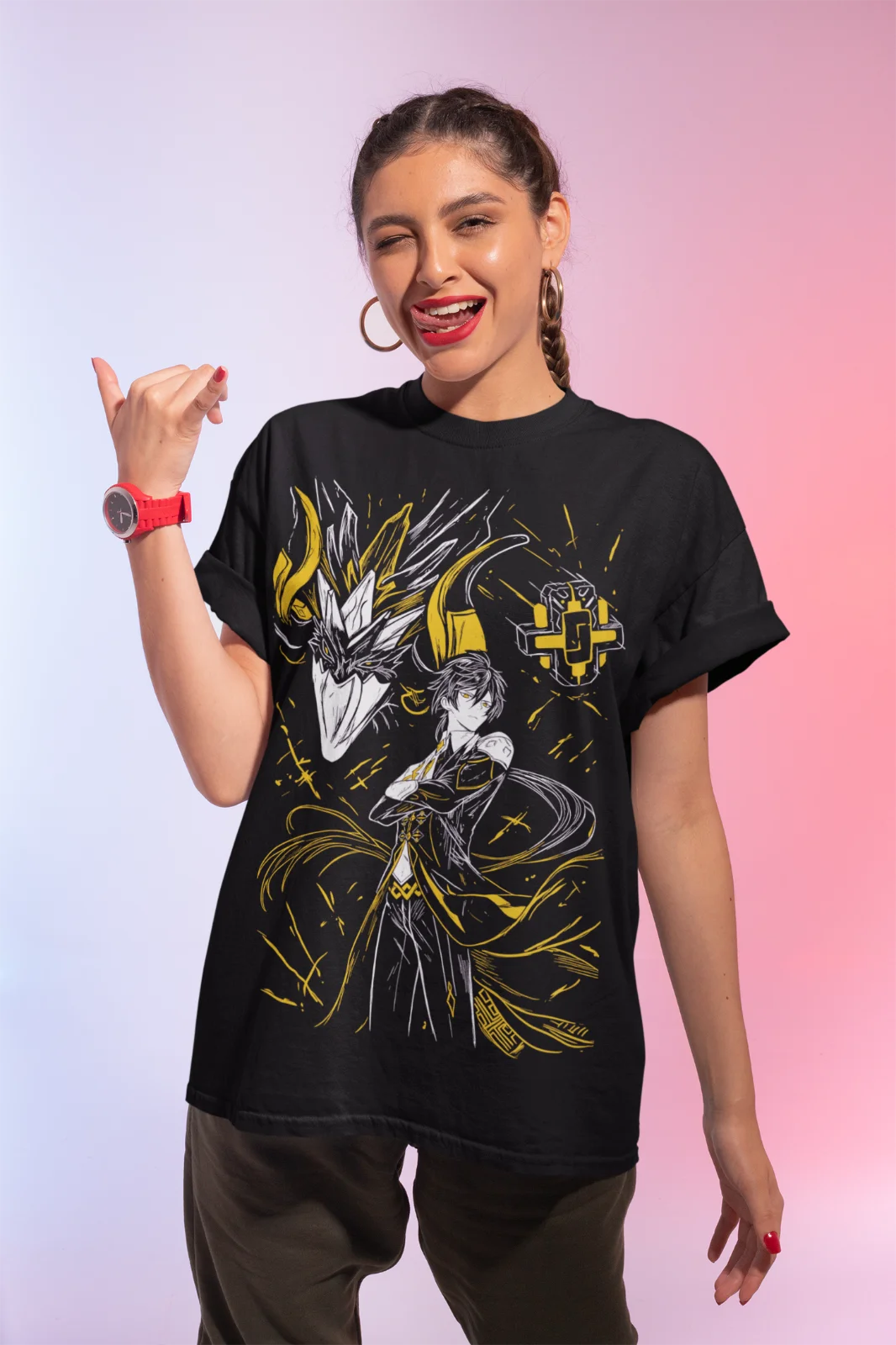 Zhongli Genshin Impact T-Shirt Anime Girl Boy Kawaii Unisex Shirt Soft Tee