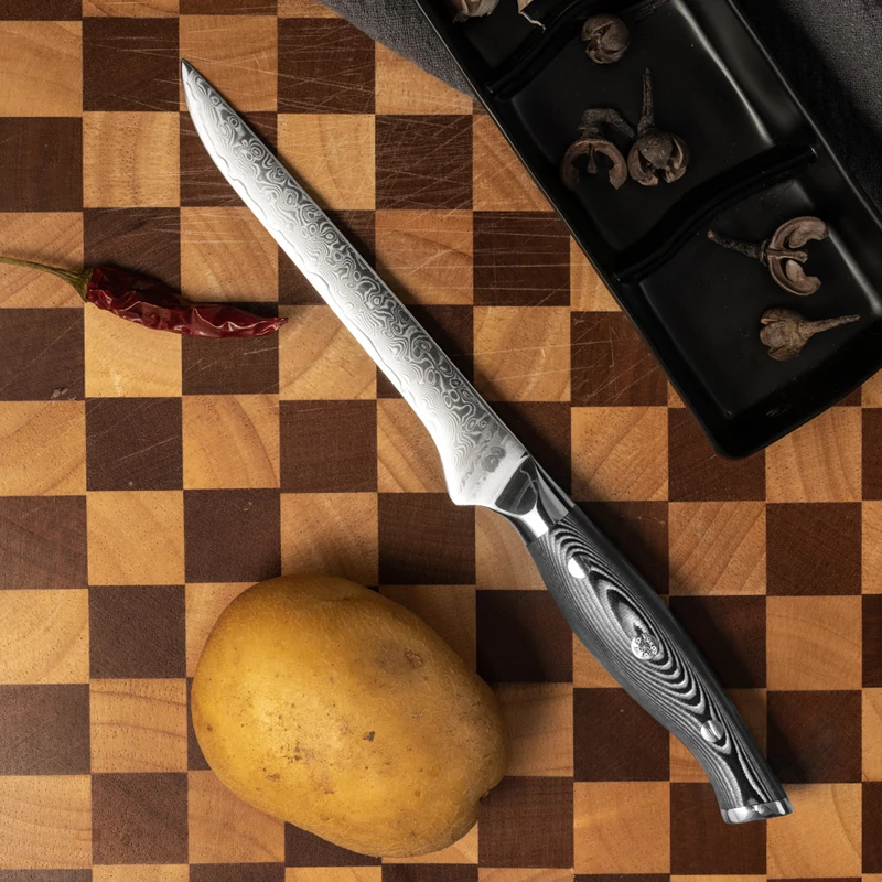 

5,3-дюймовый нож для обвалки, 67-слойная дамасская сталь, 10Cr15CoMoV, лезвие G10, острый тесак, кухонные ножи для барбекю, инструменты для приготовления пищи