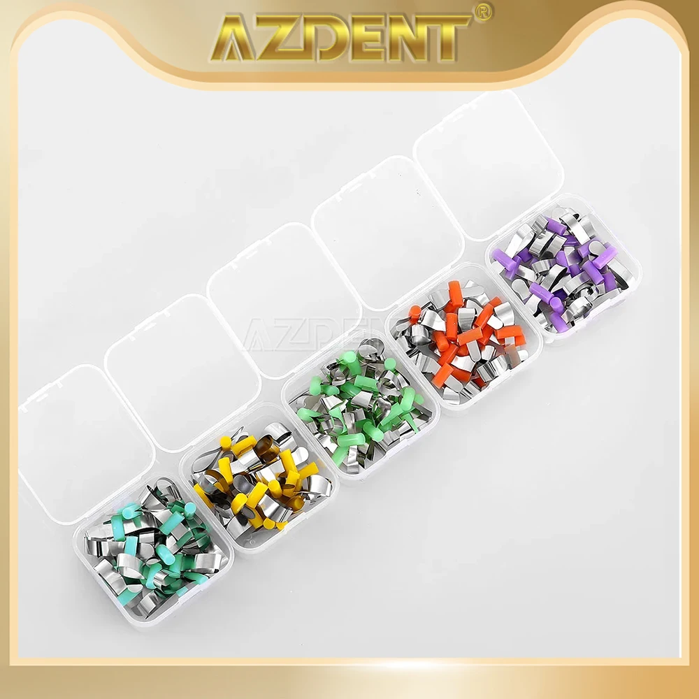 

20PCS/box AZDENT Dental Forming Sheet Orthodontic Sectional Contoured Metal Matrices Polyester Dentist Material For Adult/Child