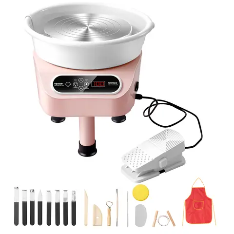 SucceBuy Pottery Wheel 11inch Pottery Forming Machine Direct Drive Ceramic Wheel 450W Electric Wheel for Pottery with Foot Pedal