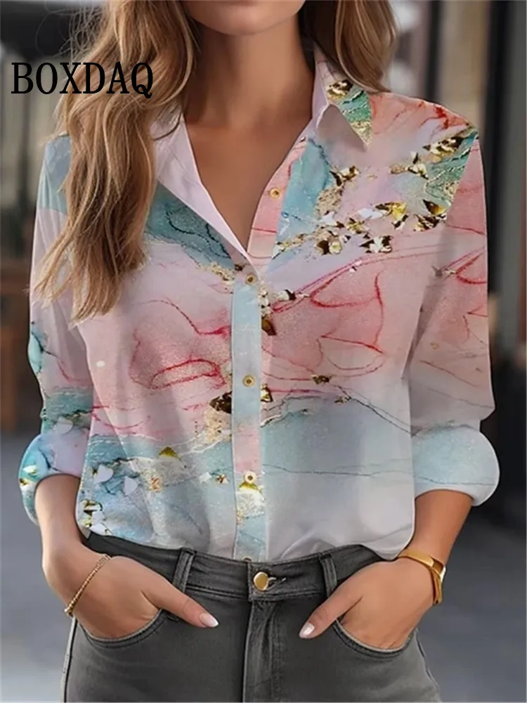 2024 Elegant Women\'s Shirt & Blouses Fashion Flower Shirt 3D Print High Quality Long Sleeve Large Size Female Clothing Blouses