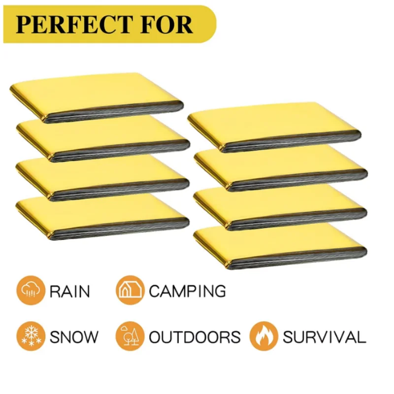 4-in-1 Multi Use Gold Silver Military Thermal Blanket 130×210cm Waterproof Reflective Foil Survival Gear for Outdoor Camping Exp
