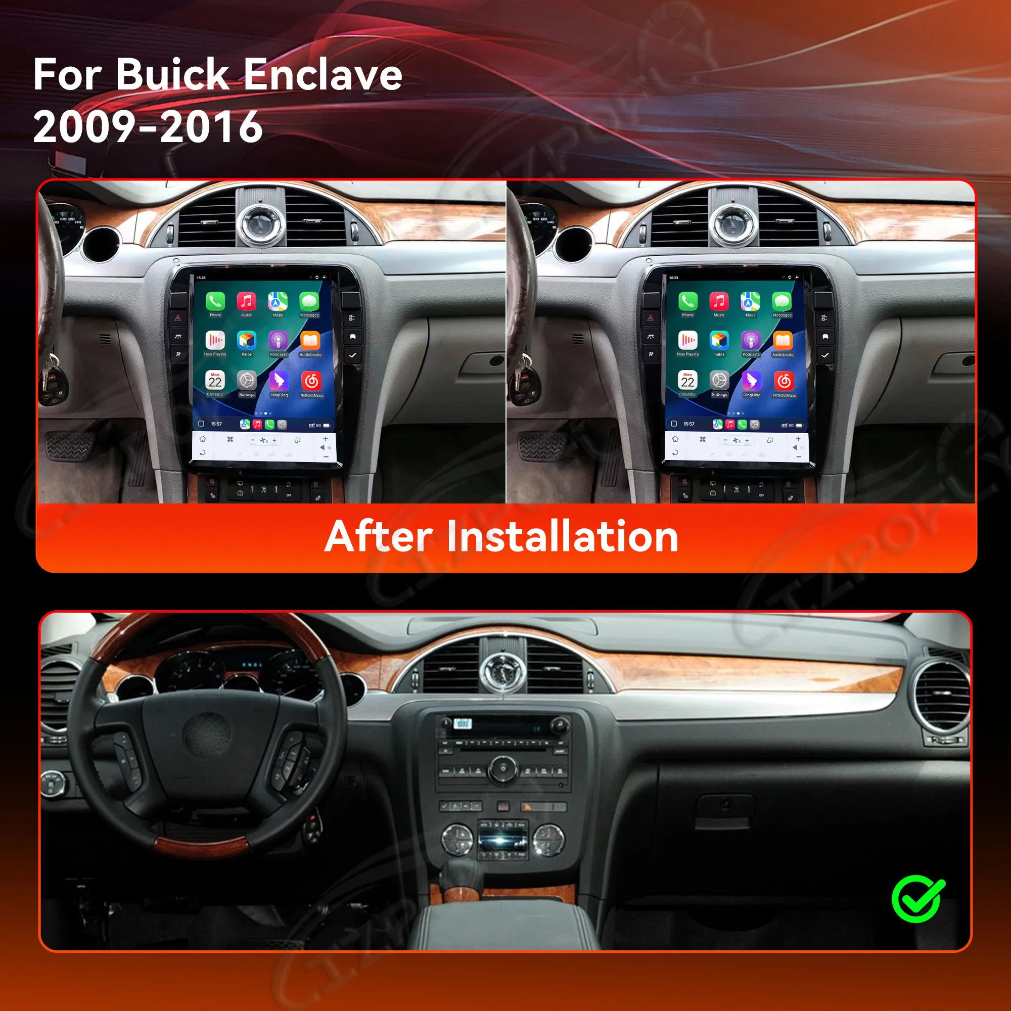 Lizpofly10.4 Inch Android15 Screen For Buick Enclave 2009-2016 GPS Navigation Car Radio Video Stereo Receiver Carplay Head Unit 
