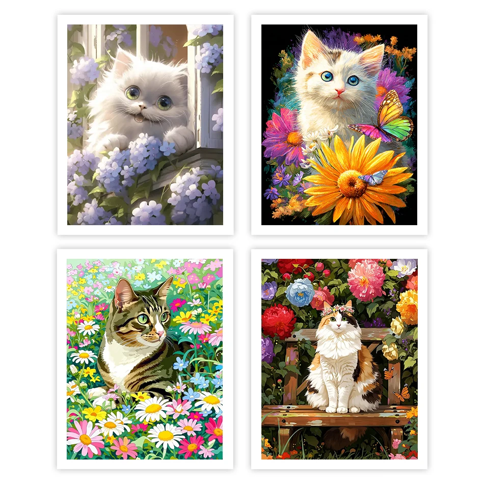 

GATYZTORY Painting By Numbers Adult Coloring Flower Cat Color Markers Acrylic Drawing By Numbers For Handiwork Artwork Wall Art