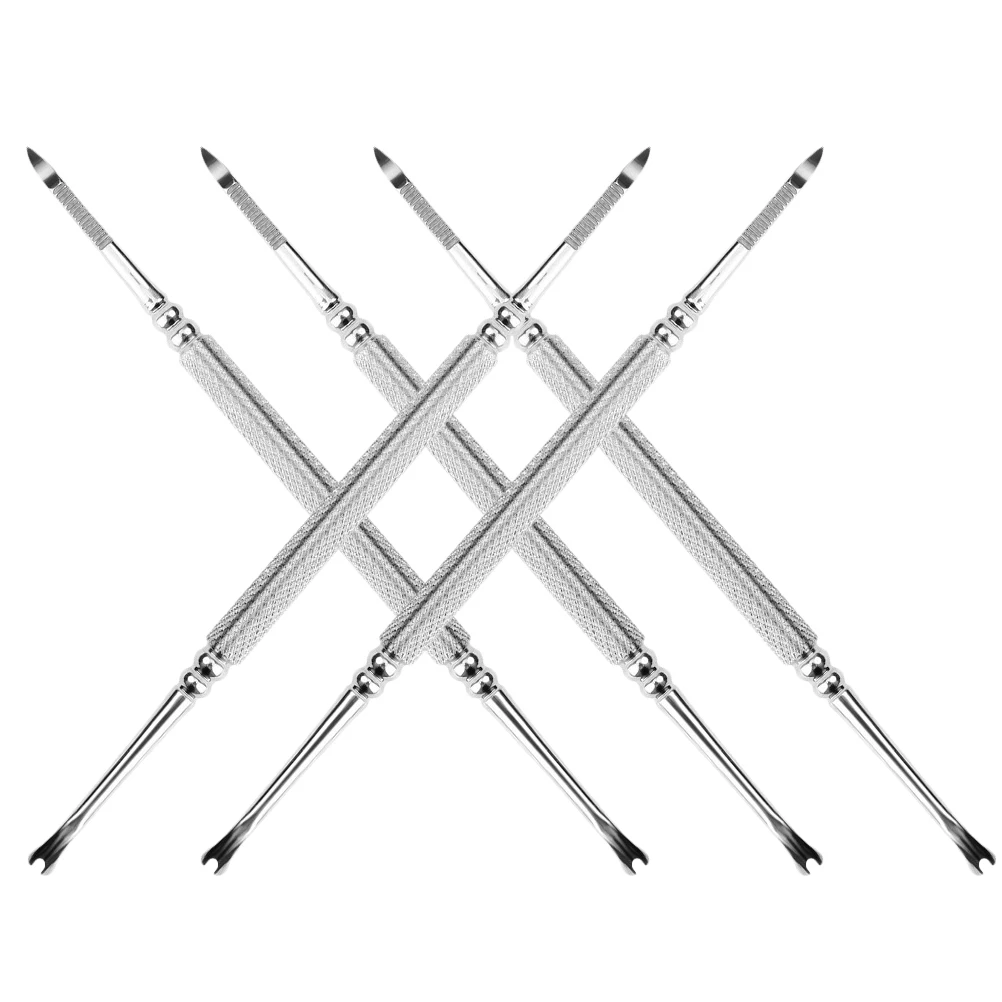 5 قطعة مجموعة أدوات مانيكير عالية اللمعان مزدوجة نهاية الفولاذ المقاوم للصدأ مزيل الجلد الميت أدوات العناية بالفن للأظافر