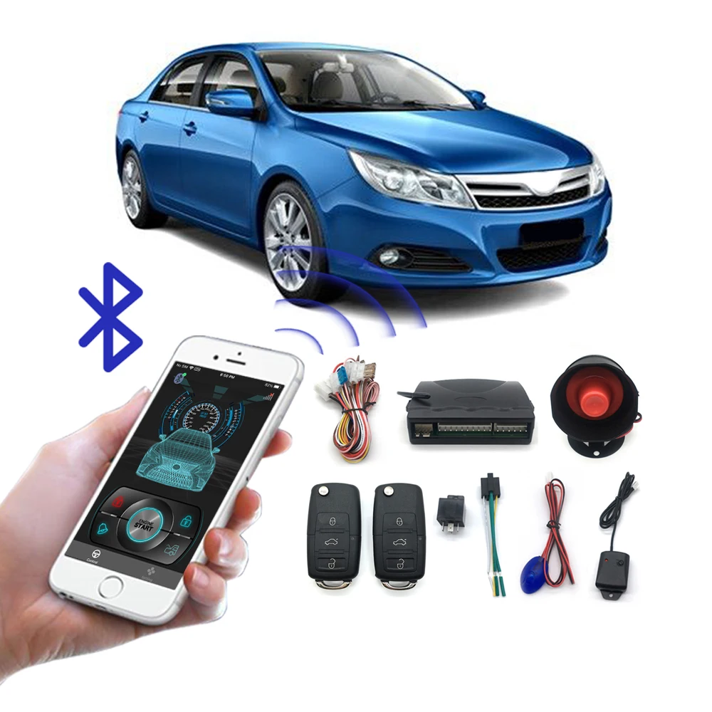 

Phone App bluetooth Remote Start Car Burglar Alarm System for 12V cars One-Way Keyless Entry APP Control Phone Remote Central