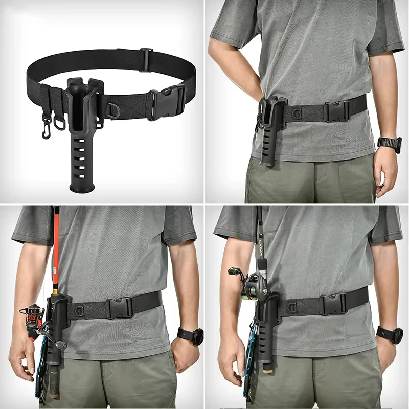 2026 Adjustable Fishing Rod Belt Holder Wading Belt with Lure Insertion Hanging Buckle Portable Waist Support for Fishing Tackle