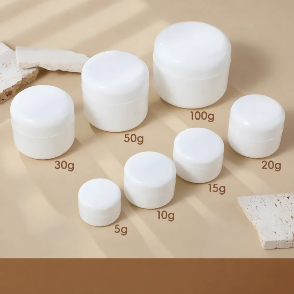 Durable Plastic Cosmetic Jar Refillable Container For Cream Eye Gel Travel Size Packing Pot White Skin Care Bottle