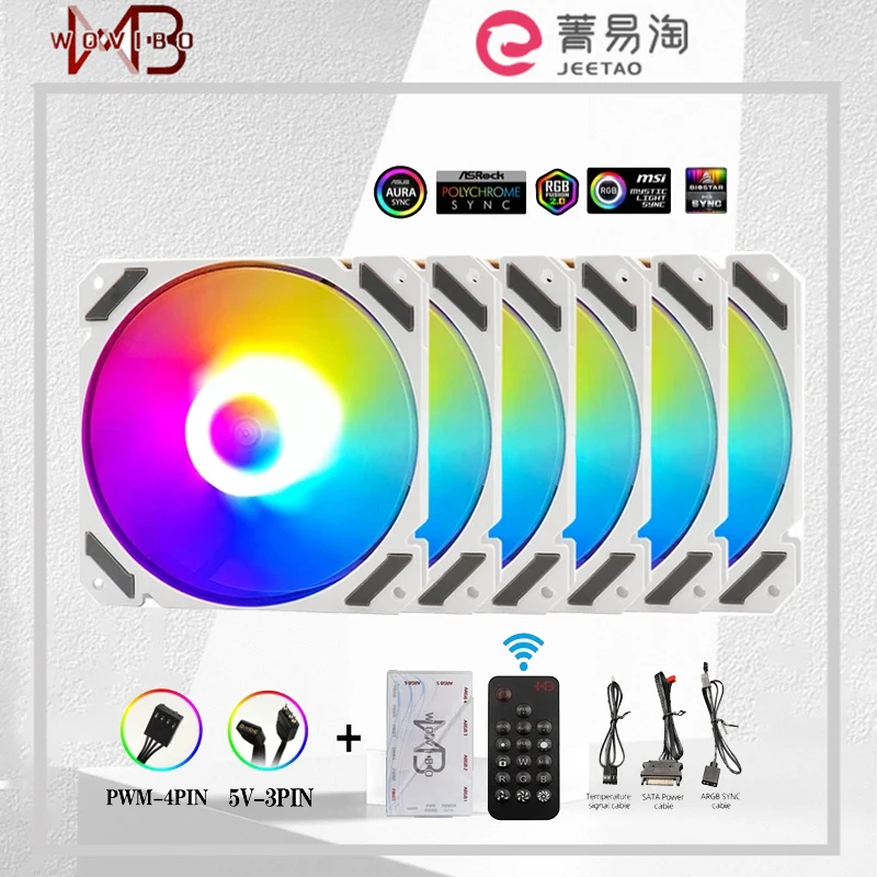 

Wovibo 120mm RGB ARGB CPU Fan Cooler PWM 4PIN 5V 3PIN Ventilateur PC Computer Cooling Case Radiator White Black 12cm Ventilador