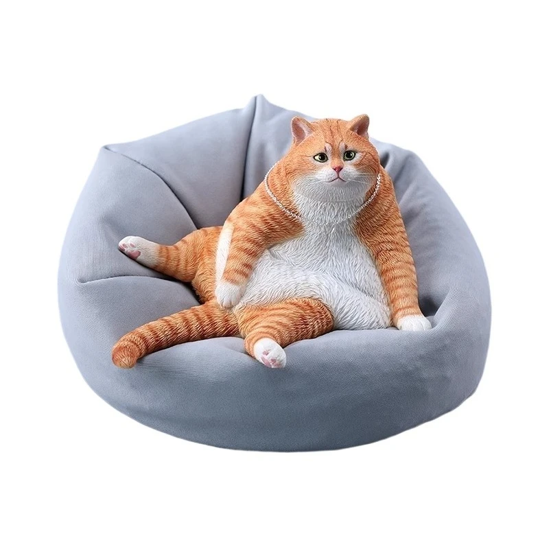 

Chinese pastoral cat 6.0 orange civet flowersimulation model figure resin handmade ornament