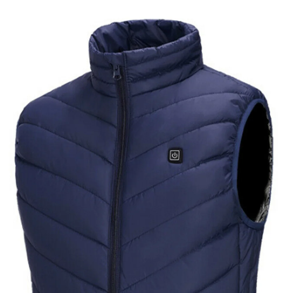 

USB Charging Heated Vest Men Cotton Warm Jacket 3 Temp Control Modes Waterproof Machine Washable Blue Size L Men Vest