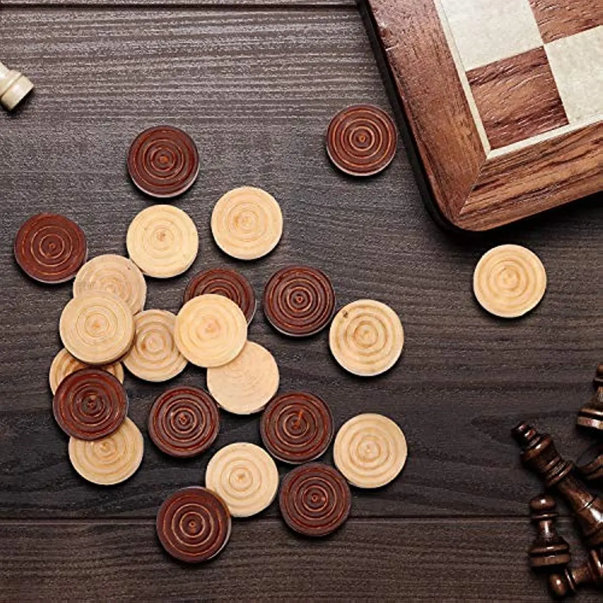 30 Teile/satz Holz Runde Dame Stücke Für Backgammon Schach Spiel Zubehör – Detail 5