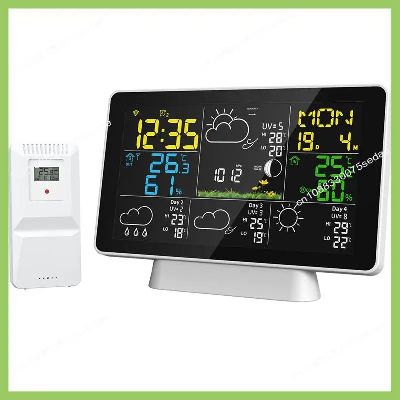 Y19A LCD Weather Station Wireless Digital Thermometer Indoor/Outdoor Thermome Hygrometer With Wireless Outdoorsensor EU Plug Dur