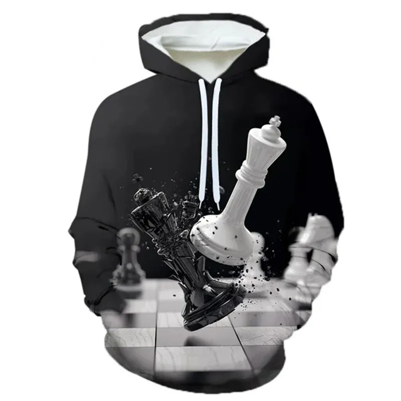 Funny Chess 3D Print Hoodies Men Women Hooded Sweatshirts Hoody Streetwear Oversized Pullovers Y2k Tracksuit Tops Male Clothing