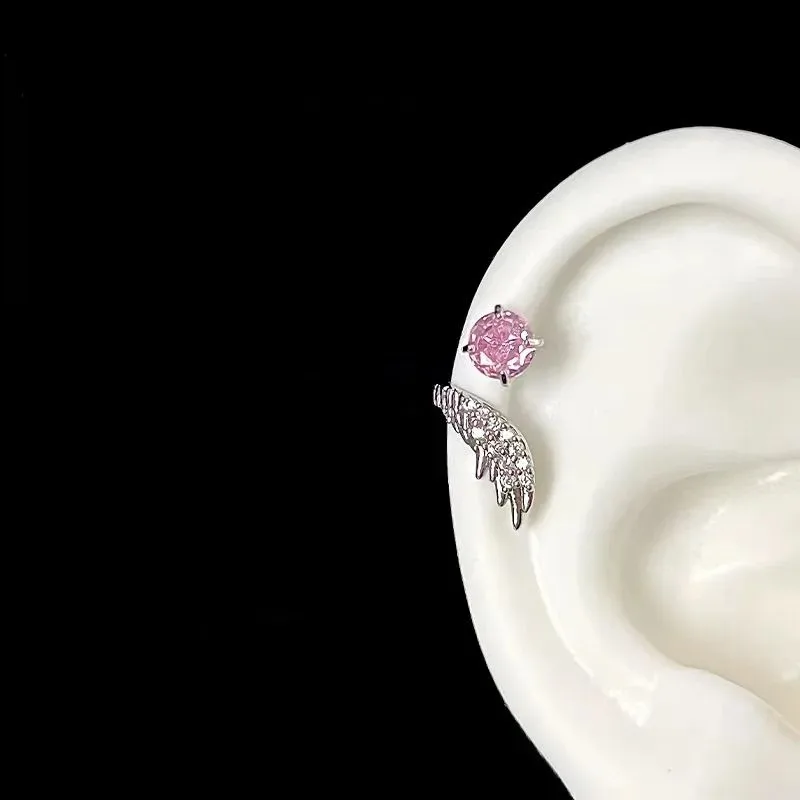 

1pair Stainless Steel Silver Color Wing Ear Bone Nail for Women New Fashion Zircon Earrings Accessories Fashion Jewelry