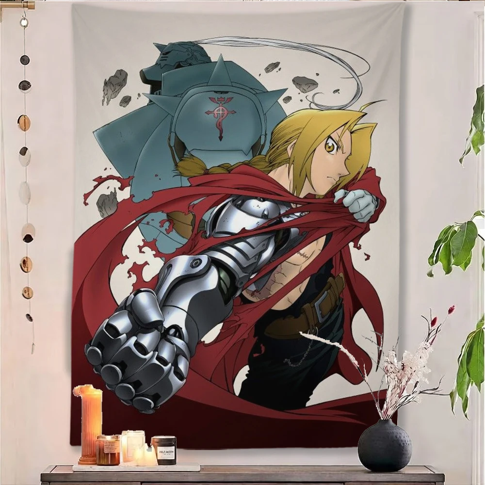 Fullmetal Alchemist  Anime Tapestry All Characters Group Print Wall Hanging Background Cloth Bedroom Dorm Decor