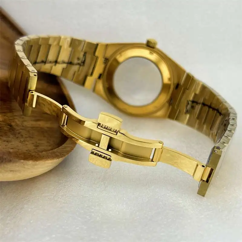 Golden 40mm Sapphire Glass Case Strap for 31.8mm Dial Watch Accessories for Seiko Royal Oak PRX Super Player NH35 NH36 Movement