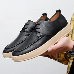 Italian Genuine Leather Casual Shoes Men's Lace Up Oxford Shoes Outdoor Jogging Shoes Office Men's Dress Shoes