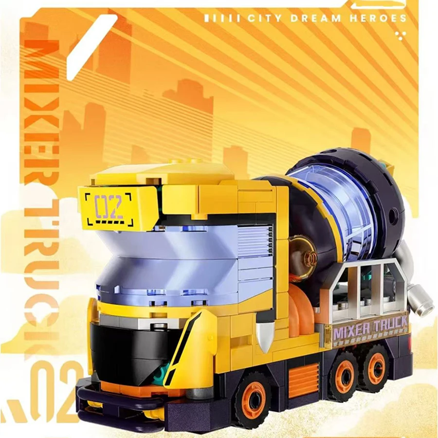 

Строительные блоки City Dream Hero Series Mixer Truck. Украшение строительного блока смесителя сборной тяжелой промышленности, подарок.