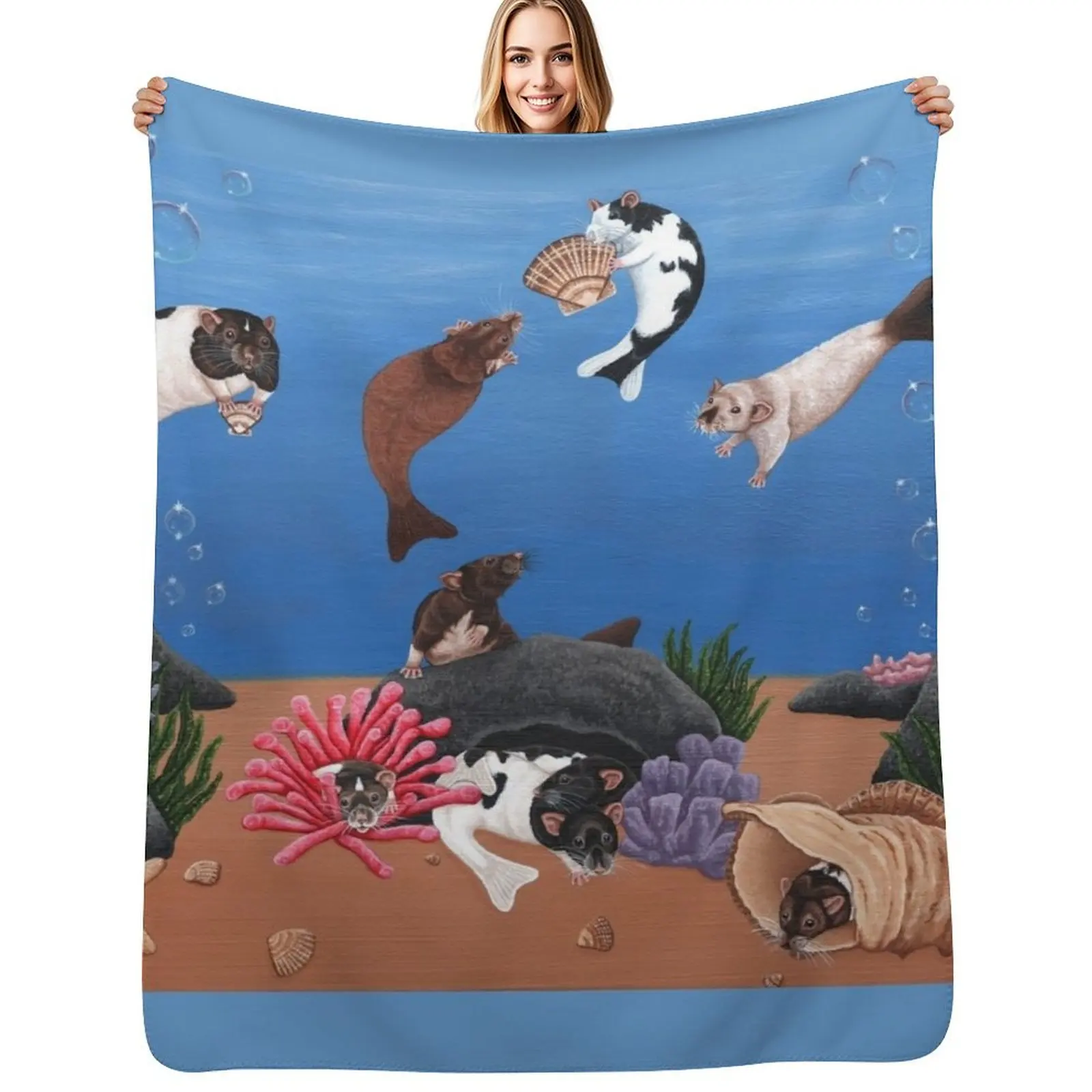 بطانية Mungy's Deng Ratto Sea Throw Blanket Baby Flannel Hairy Thermals لبطانيات السفر