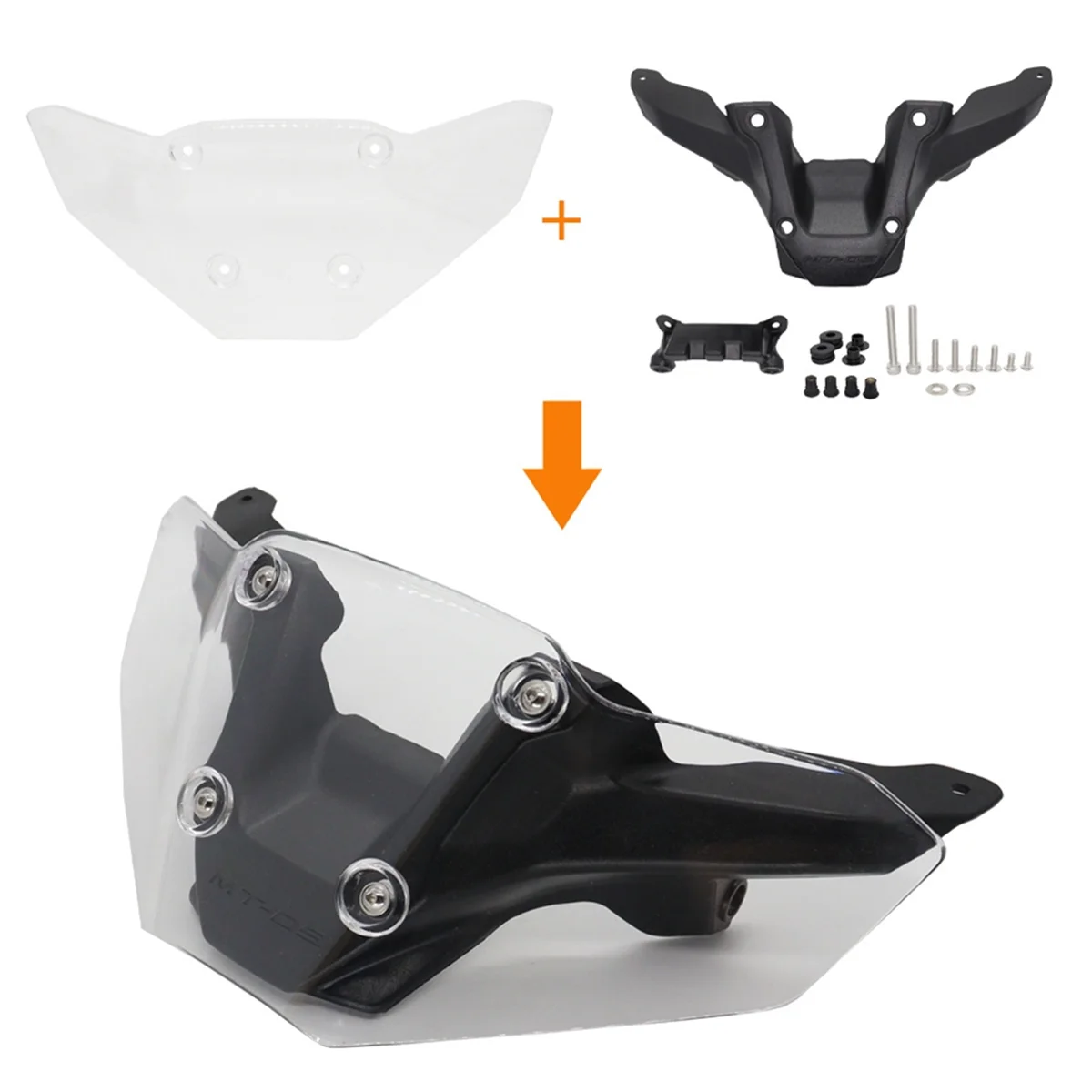 For Yamaha MT-09 SP MT09 2024 Motorcycle Windscreen Wind Deflector Windshield Bracket Kit Accessories ,Transparent