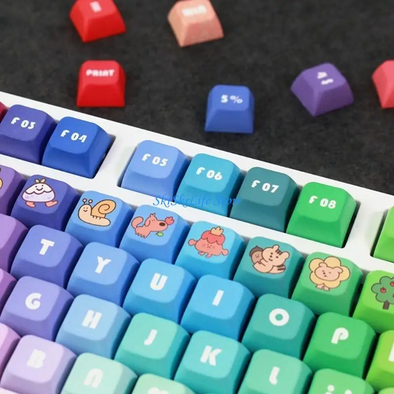 E65E 133 KeyCaps XDA Rainbow Gradiente PBT KeyCap para 61 104 108 Teclado