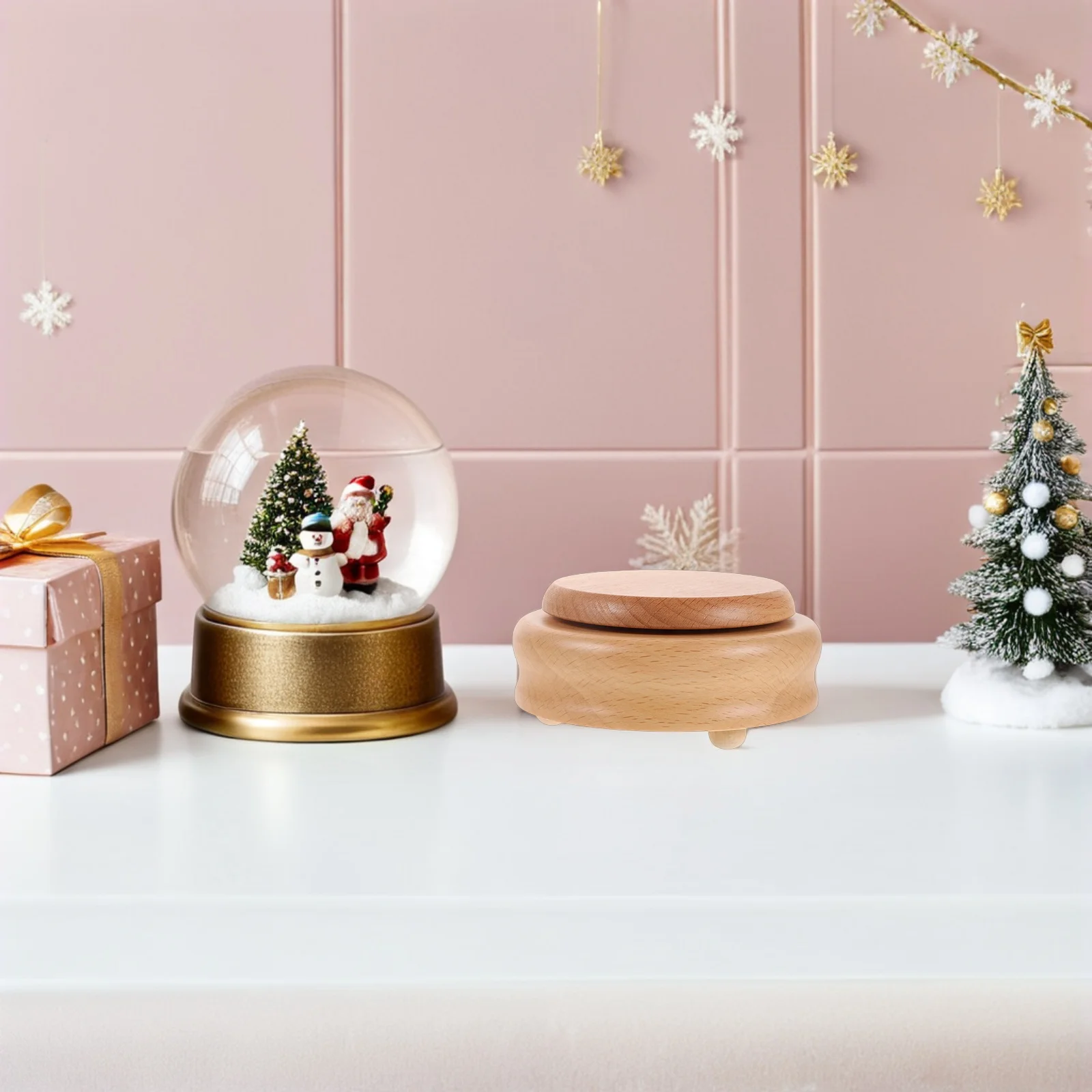 

DIY Wooden Music Box Base Round Rotatable Platform 11x11x5cm Smooth Surface for Crafting Music Box Projects and Display