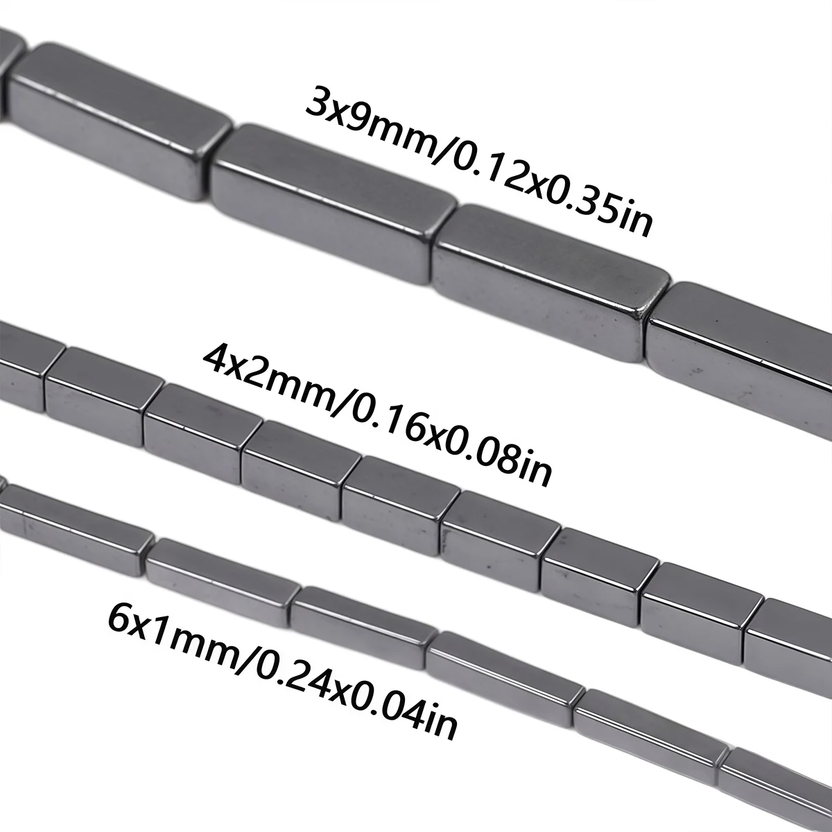 4-9mm 40-90Pcs Long-Lasting Plated Rectangle Hematite Loose Beads for Jewelry Making Bracelet Necklace Keychain DIY Accessories