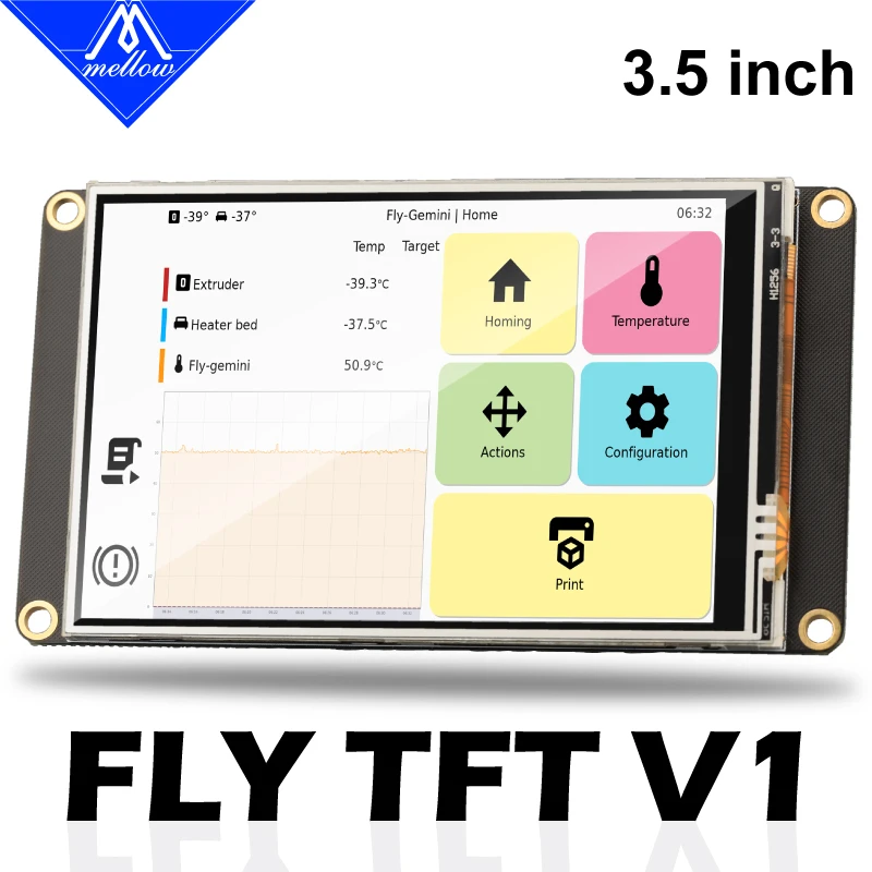 

Mellow FLY TFT V1 3.5 inches 50fps SPI Klipper Resistive Touch Color Display Screen For Fly-Gemini / Raspberry Pi Control Board