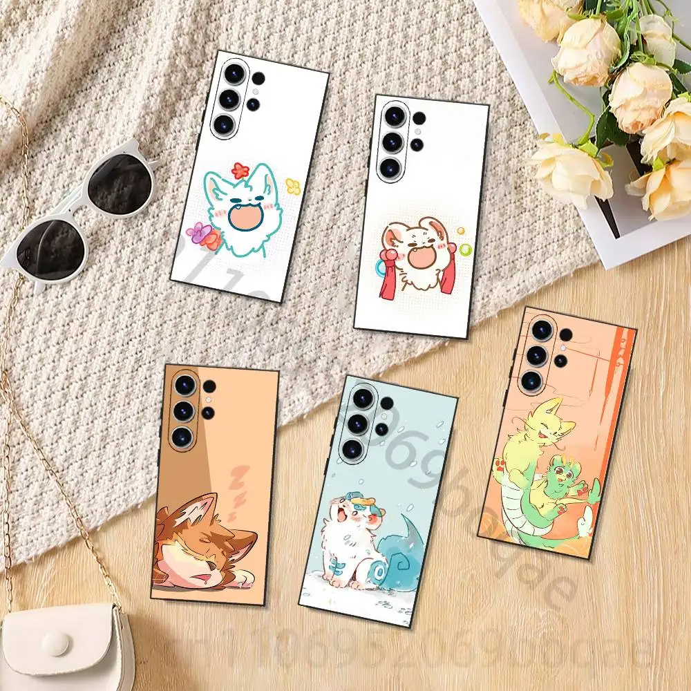Cute Cartoon Chinese Mythical Creatures Phone case for Samsung Galaxy S24,25,26,23 22,21,S20 Plus Ultra FE soft fundas cases