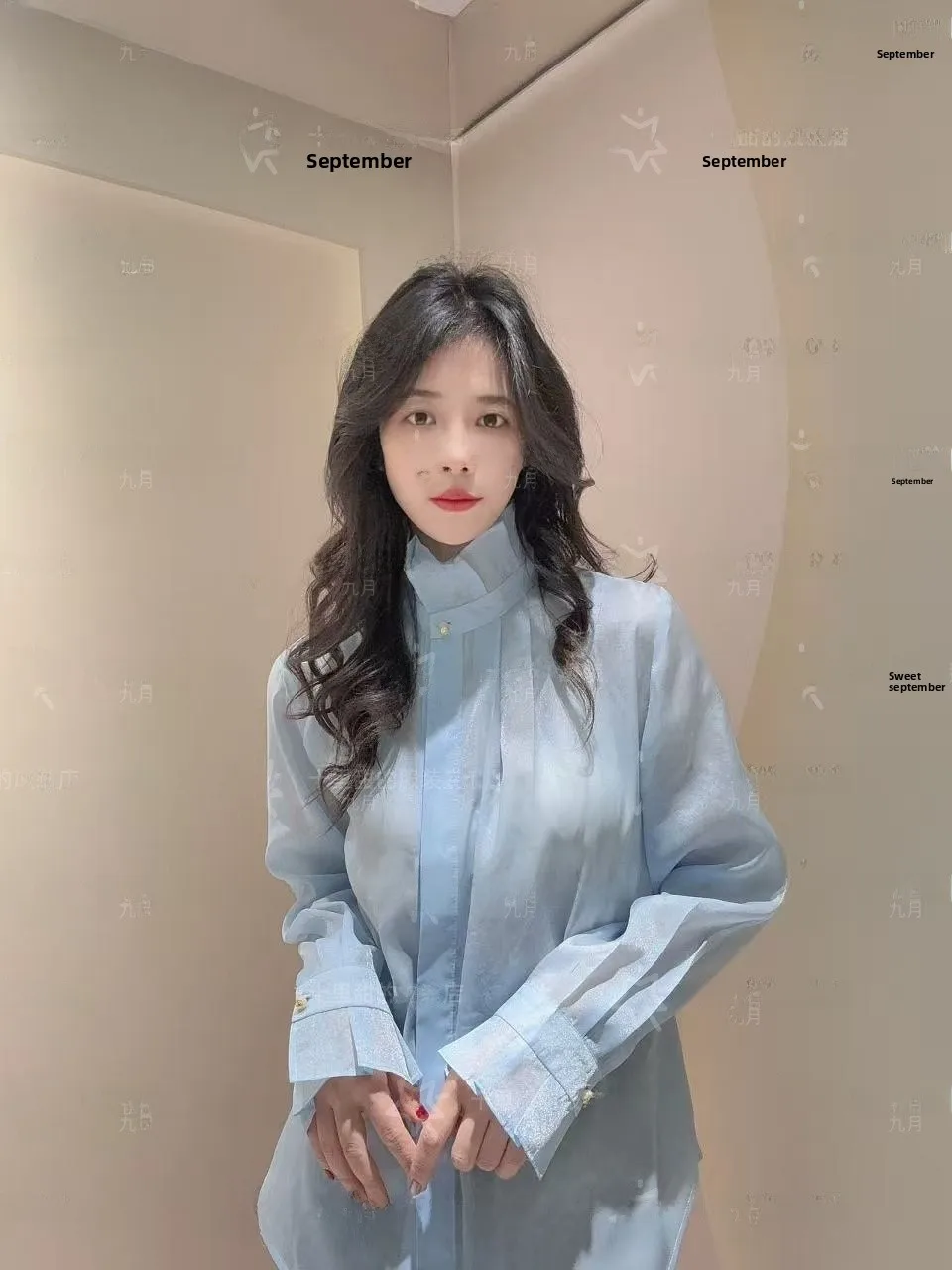 

September Cloud Soft Fairy New Quali Heavy Printing Slimming irt Micro Transparent Ele Hanfu Women's Top