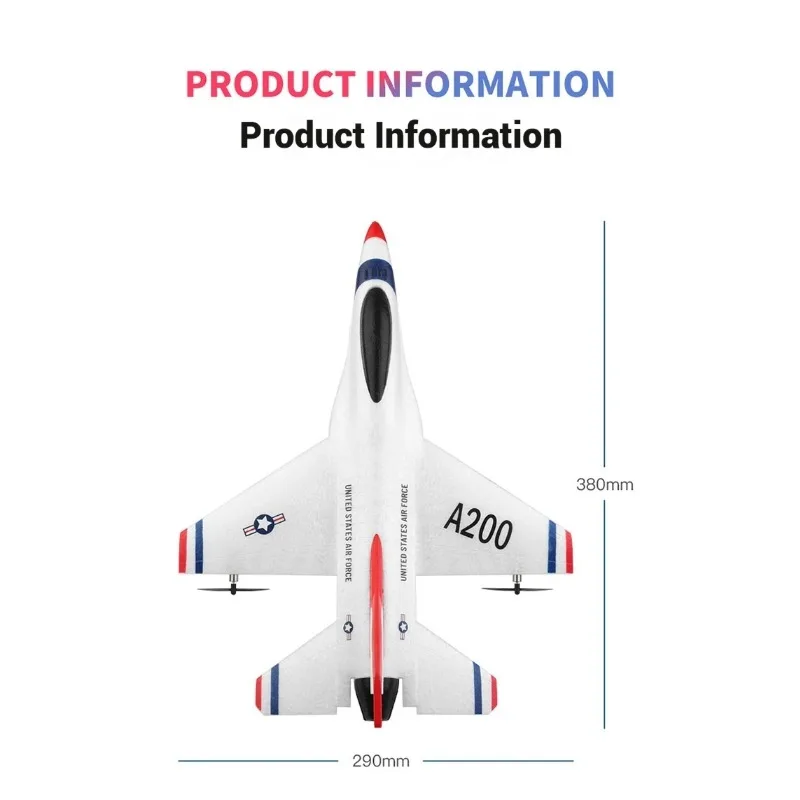 A200 télécommande à deux canaux Machine d'imagerie à deux canaux F16B modèle d'avion à voilure fixe jouet pour novice