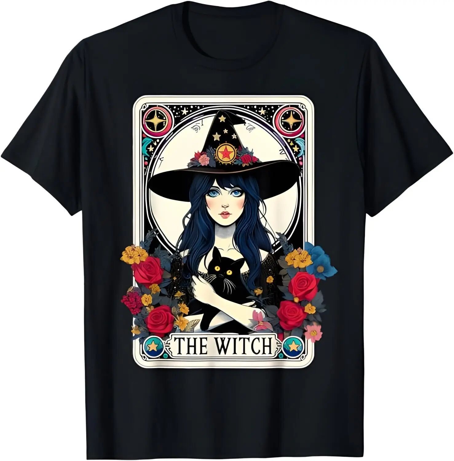 The Cat Tarot Card Halloween Witch Retro Witch Women Cat T-Shirt