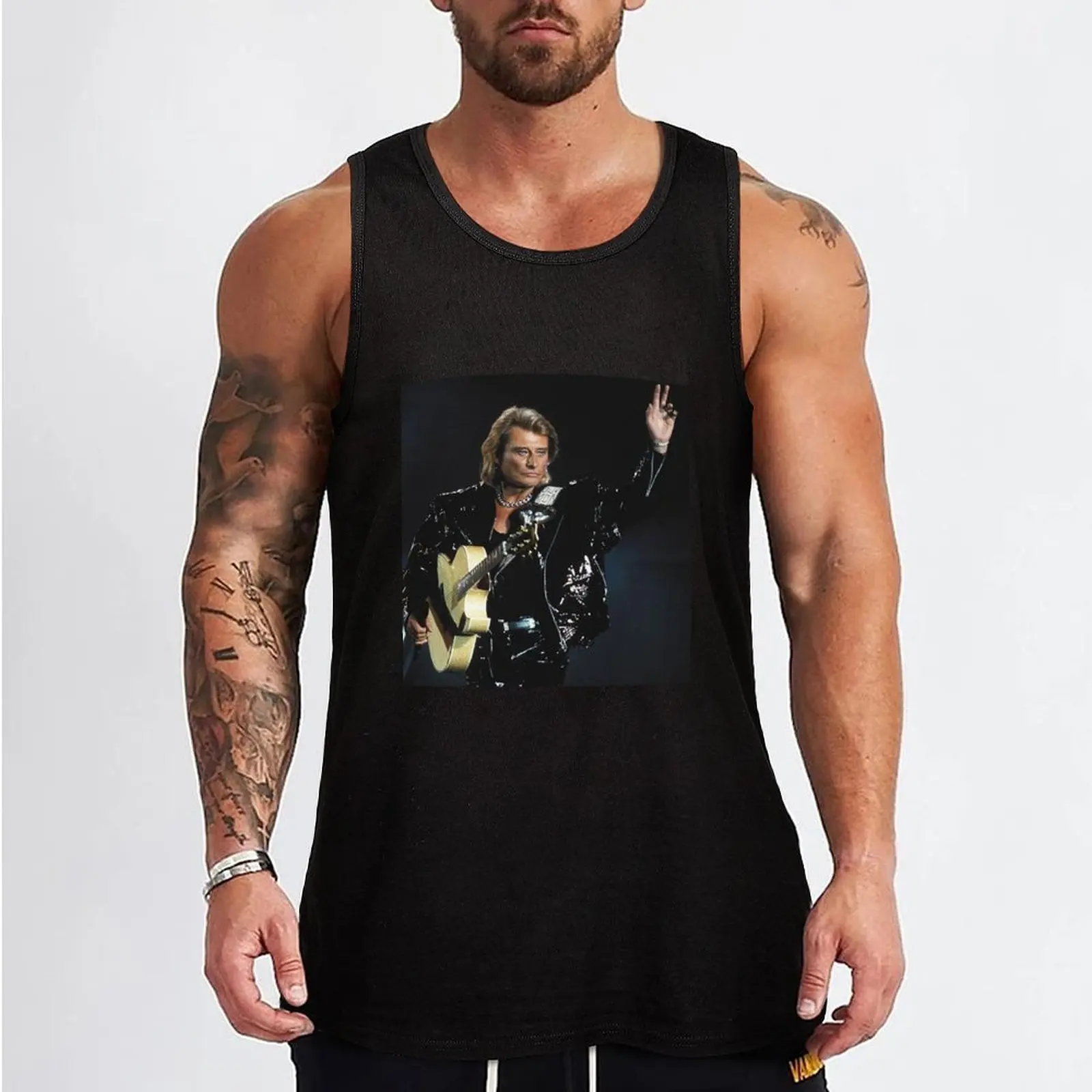 Homme Femme Johnny Show Case Hallyday Musique Rétro classique Tank Top T-shirt sports man vest Sleeveless men t-shirt for men