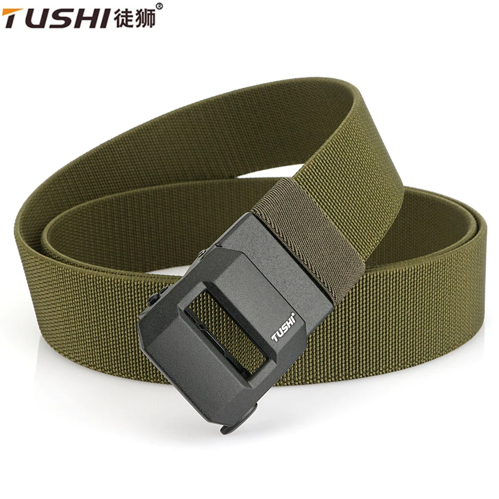 

TUSHI New Stretch Belt For Men and Women Hard Quick Release Buckle Strong Real Nylon Unisex Elastic Belt Overalls Work Belt