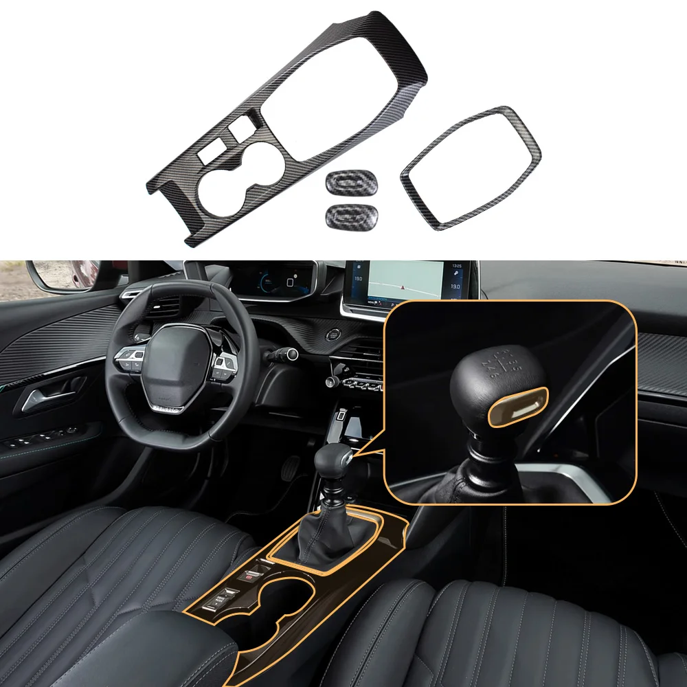 

Fit For Peugeot 208 2020-2025 Left Hand Drive Carbon Fiber Color Gear Shift Panel Cover interior Trim Sticker