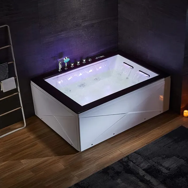

2 Person Hot Tub with Led Light Double Side Waterfall Acrylic Hydromassage Whirlpool Bathtub