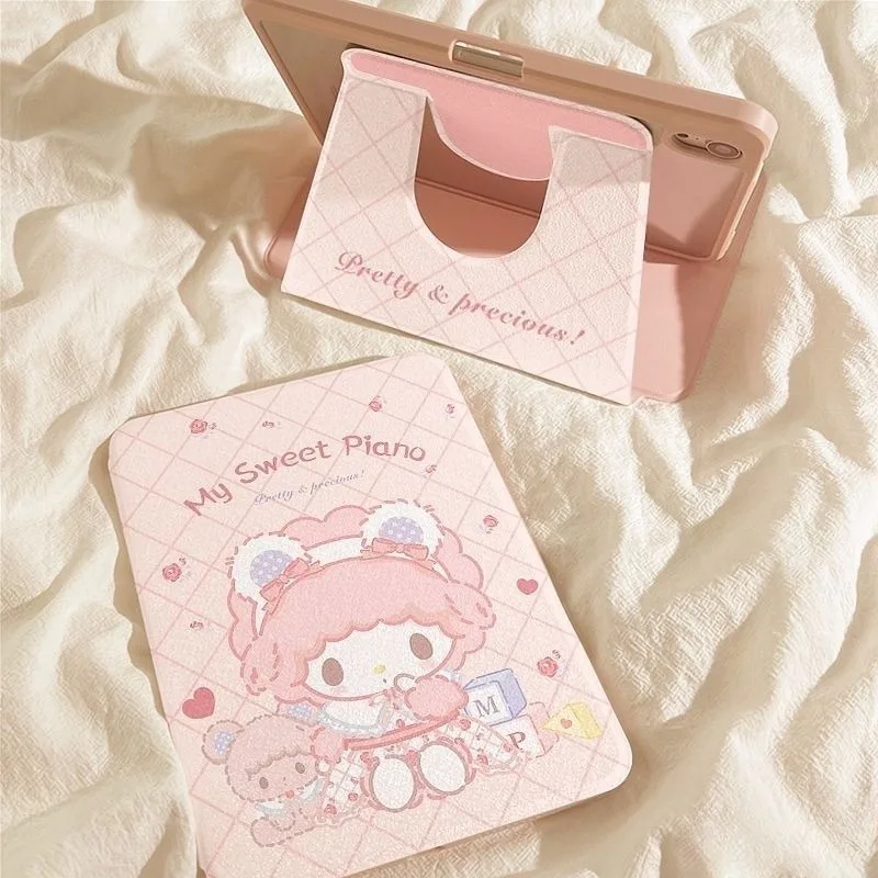 

Kawaii Melody Ipad Case for Pro Air 11in Rotating Case 2025 A16 11th 10th 9th 10.2in Air4 10.9in Acrylic Cover Mini6 Tablet Case