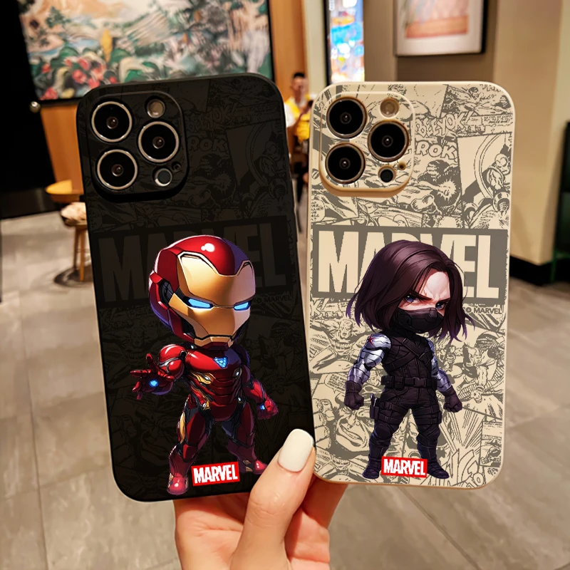 Marvel Bucky Barnes Iron Man Phone Case For iPhone 15 14 13 12 11 Pro Max 7 8 Plus 13 12 Mini X XR XS Max Funda