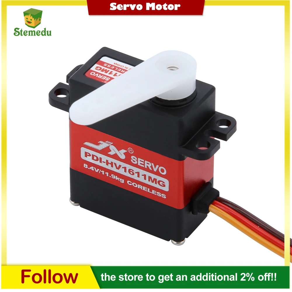 

JX PDI-HV1611MG Micro Servo 11KG Digital Servo Metal Gear Coreless Motor 8.4V 0.07S for RC Cars Helicopter Crawler (1/2/4PCS)