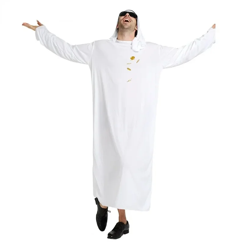 Carnival Cos Arabian Sheikh Prince Masquerade Male Pure White Middle East Dubai Clothes superman costume adults