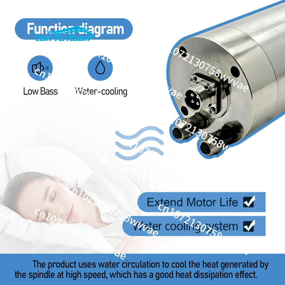 Water Cooling 2.2KW 1.5kw 0.8kw CNC Spindle Motor 110v / 220v  2200W 1500w 800w 400hz Round Spindle 24000RPM For CNC view 4