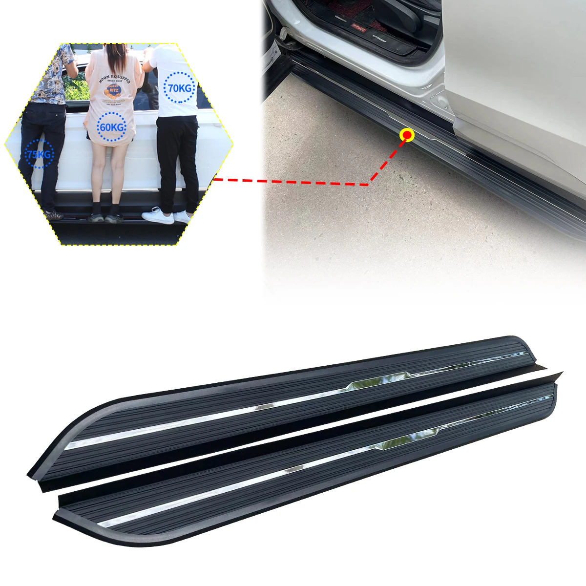 2PCS Side Step fits for Hyundai Santa Fe 2024 2025 Running Board Nerf Bars Stairs Aluminium Pedal