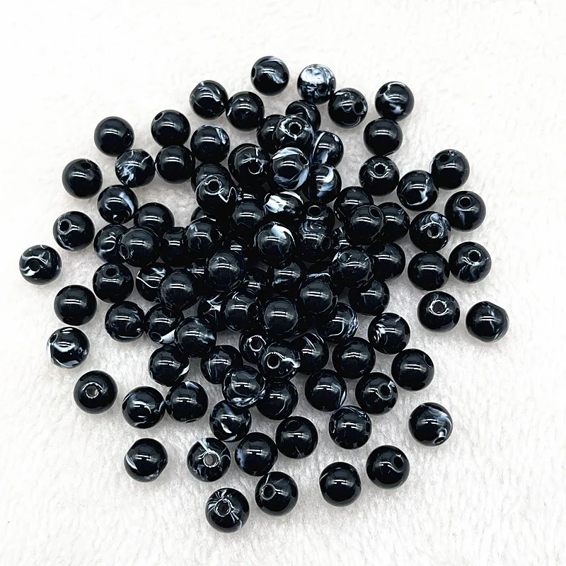 50pcs 8mm Round Acrylic Beads Spacer Loose Beads for Jewelry Making DIY Handmade Bracelet Accessories